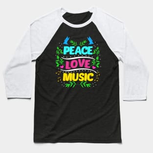 Cute Peace Love Music Hippie Hipster Festival Baseball T-Shirt